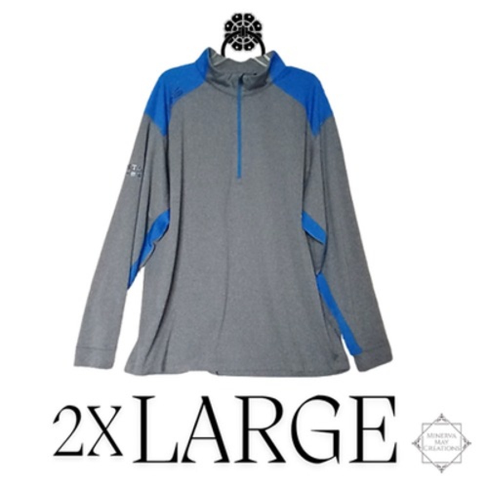 PING Track Jacket Mens 2XL Gray Blue Peak 1/4 Zip Golf Pullover Lightweight